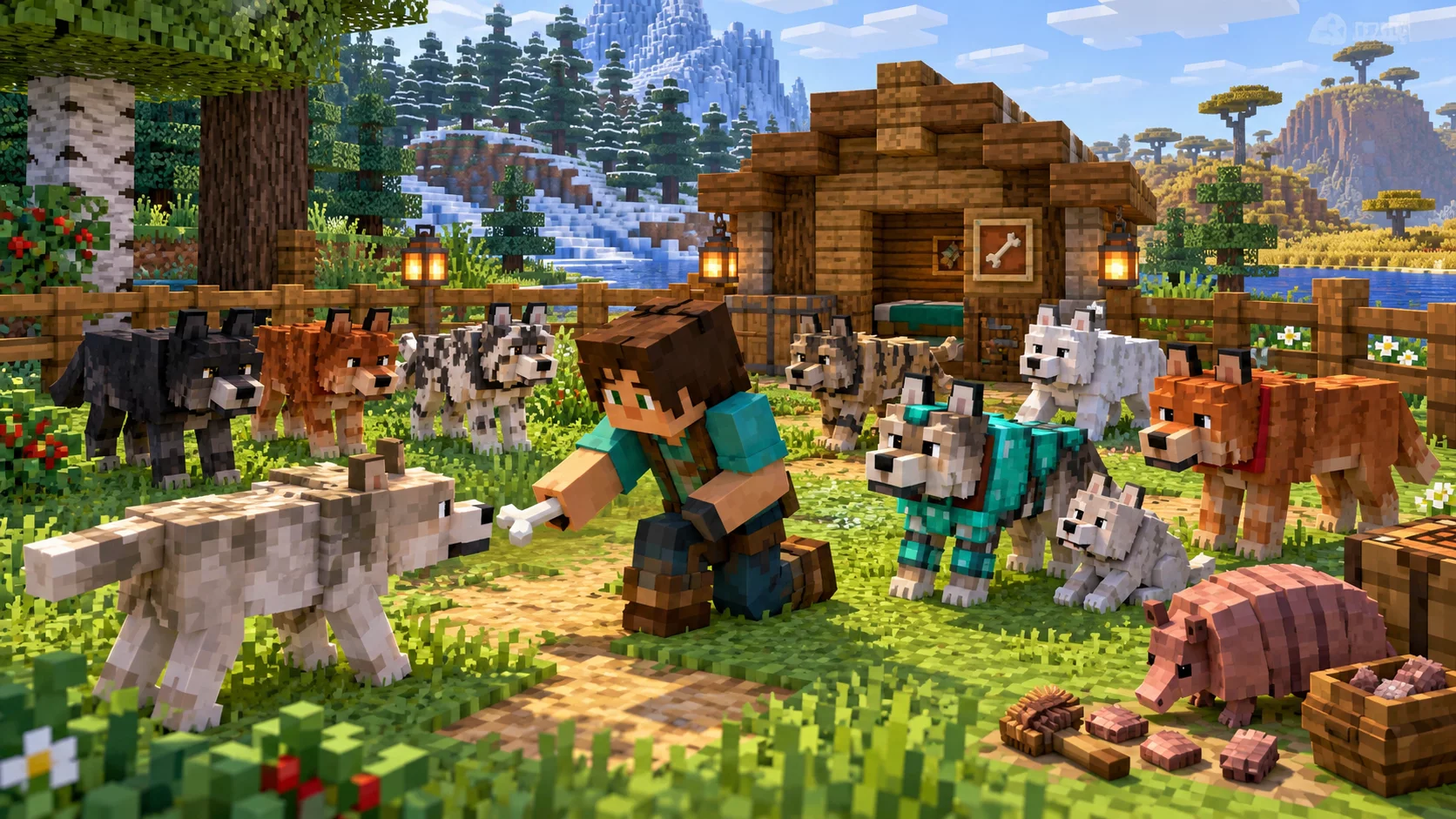 Oswajanie wilka kością i bezpieczna hodowla opancerzonych wilków w Minecraft